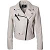 QUEEN HELENA Chiodo Giacca in Ecopelle Giubbino Corto Borchiato Giacchetta Biker Comoda Casual Leggera Donna Y3005 Beige XL