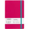 Campus - Taccuino A5, Bullet Journal a righe orizzontali da 7 mm, taccuino cucito a copertina rigida con 96 fogli da 75 g, chiusura elastica, tasca e segnalibro. (A5, Strisce orizzontali, Rosa)