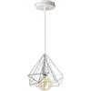 DC VOLTAGE 1 Testa a Forma di Diamante Gabbia di Metallo Lampada a Sospensione Plafoniere Moderna 95 cm Lampadario a Sospensione Industriale retrò Regolabile Bianco Con Lampadina