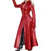 Berimaterry Giacca in pelle da donna a maniche lunghe con cerniera a lunghezza intera, trench in pelle da donna, giacca a vento lunga in finta pelle, cappotto da donna con supporto solido, Rosso, S
