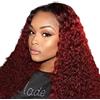 LYBYL Parrucca Rossa Lace Front Wig Human Hair Wigs For Black Women 4x4 Lace Closure Wig Red Human Hair Wig T1B/99J Burgundy Wig Water Wave 9A Brazilian Virgin Hair Wig 26 Inch(66.04cm)