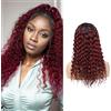 LYBYL Parrucca Rossa Lace Front Wigs Red Human Hair Wig 4x4 Lace Closue Wig T1B/99J Water Wave Wig Human Hair Brazilian Virgin Hair Wigs 1b99J Glueless Wig Human Hair 18 Inch(45.72cm)