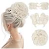 SARLA Pettine laterale per chignon disordinato con clip in capelli sintetici per chignon da donna corto riccio ondulato versatile stili regolabili facili pezzi di capelli