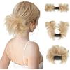 SARLA Fermaglio per chignon disordinato, con pettine laterale, capelli sintetici, da donna, corto, ricurvo, versatile, regolabile, facile da usare (biondo grano chiaro)