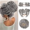 SARLA Pettine laterale per chignon disordinato con clip in capelli sintetici per chignon da donna corto riccio ondulato versatile stili regolabili facili pezzi di capelli