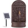 blumfeldt Blumquel - Fontana Solare da Giardino, Decorativa, Illuminazione LED: bianca, Con Pannello Solare, Da Esterno, Motivo Floreale, con Batteria, Cavo: 5 m, Marrone