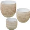 DRW Set di 3 vasi rotondi in ceramica in beige 28x28x27 cm