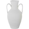 DRW Vaso da pavimento con manici in ceramica in bianco opaco 39 x 33 x 62 cm