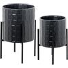 DRW Set di 2 vasi con gambe in metallo nero 36 x 36 x 59 cm
