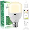 Aanyhoh Lampadina Ricaricabile USB con Telecomando, E27 Lampadina a Batteria Senza Fili, Dimmerabile Touch Control 5W LED Lampadine Ricaricabili 2600mAh Luce di Emergenza Portatile con Gancio, 1 Pack