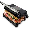 Boston Tech Grill Master 3 in 1: Griglia elettrica, tostiera e panini. Piastre Ceramiche Antiaderenti, apertura a 180°, piastra superiore flottante, senza BPA. 2 superfici da 23x14,5 cm, Raccolta grasso, 1000W.