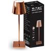V-TAC VT-7703 Lampada da tavolo poldina LED 3W bianco caldo 3000K con batteria 4000mA pulsante ON/OFF dimmerabile touch colore oro IP20 - SKU 2883