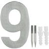 NUZAMAS Numeri civici 9, targa in acciaio inox per hotel Targa cifre Targa targa Numeri civici, montaggio a parete, larghezza 10,8 cm, altezza 15 cm, kit di installazione incluso