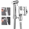 WRKMH Doccetta per Bidet Cromo Spruzzatore per Bidet Ottone Idroscopino per WC, con Uno Dentro Due Fuori Valvola ad Angolo, Spruzzatore a Doppia Funzione in Ottone, 1.2M Tubo Doccia