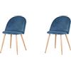 HJhomeheart Set di 2/4/6 Sedie con Schienale Sedia da Pranzo in Velluto, Adatta per Soggiorno, Camera da Letto, Cucina (Blu-2)