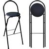 Jpquantrics Sgabelli Cucina Pieghevoli Alto Portatile 60cm 65cm 70cm 75cm Sgabello da Bar Nessun Montaggio Richiesto Salvaspazio Sgabello da Colazione Pranzo Sgabello Pieghevole Campeggio con Poggiapiedi(Black,60