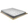 Comprarredo Materasso rigido matrimoniale a molle bonnel in acciaio temperato Panama 160x190, alto 19 cm anallergico e antiacaro in tessuto cotone trapuntato bianco e fascia 3D traspirante