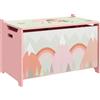 ZONEKIZ Baule Portagiochi per Bambini con Coperchio e Cerniera di Sicurezza in MDF, 60x37x39cm, Rosa