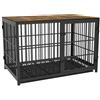 Bingopaw XXL Gabbia Tavolino per Cani: Antimorso Kennel Grande Taglia da interno Filo Spesso Kennel Mobile per cane Cuccia Casetta in Legno e Metallo con Vassoio Rimovibile,120x77x 81,5cm, Nero