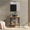 DEGHI Mobile bagno a terra 70 cm portalavabo nero e rovere con specchio - Axis