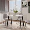 DEGHI Tavolo da pranzo 120x70 cm con top in pietra sinterizzata e gambe nere - Rocky