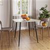 DEGHI Tavolo da pranzo 90x90 cm con top in pietra sinterizzata effetto travertino e gambe nere - Calix