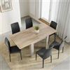 DEGHI Tavolo allungabile 90-180x90 cm tortora con top rovere - Riku