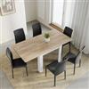 DEGHI Tavolo allungabile 90-180x90 cm bianco opaco con top rovere - Riku