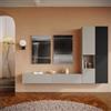 DEGHI Parete attrezzata sospesa 290 cm cashmere e nero opaco cannettato - Ingrid