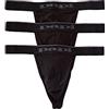 Papi, Confezione di 3 Perizomi da Uomo in Cotone Elasticizzato, alla Moda, Nero, Medium