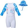 Cheerful Mario 1-7 Anni Costum da Bagno Intero con Cappello da Sole per Bimbo Bimba UV Costume Piscina Bambino Bambnina Chiusura Zip Verde 4-5 Anni