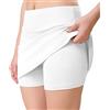 TRENDMALLS Gonna con pantaloncini per donne e ragazze, tinta unita, a vita alta, svasata, minigonna corta per donne e ragazze, bianco, XS