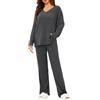 Yuson Girl Tuta Donna Completo 2 Pezzi Pigiama Donna Elegante Complete Tailleur Manica Lunga Pullover Top Elastico in Vita Pantaloni a Gamba Larga Set Casa Autunnale Invernale(Nero, S)