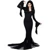 YAOBAOLE Costume di Halloween, da donna, per carnevale, vampiro, medievale, sexy, con scollo a V, lunghezza pavimento, vintage, medievale, nero, S-2XL, Nero , L