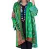 Oanviso Cardigan Donna Lungo Etnico Colorato Multicolore Camicia Aperta Davanti Manica Lunga Cappotto Giacca Elegante Vintage Sciolto Camicetta Copricostume Verde XL