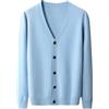 Generic 100% Lana Merino V Collo Maglione Cappotto Uomo Tinta unita Business Casual Cardigan Pulsante Jumper, blu cielo, M