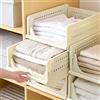 RMAN Organizer Armadio Pieghevoli 3 set Cassetti per Armadio Interno Impilabili Organizzazione Guardaroba in Plastica Contenitori per Armadio Salvaspazio per T-shirt, Jeans, Pantaloni, Bianco latteo