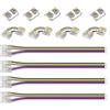 YUTOKEER Kit di connettori LED COB RGB+CCT da 12 mm a 6 pin - 5 pezzi per striscia, 4 pezzi ad angolo L, 4 pezzi di prolunga da 10 cm per filo, compatibile con strisce LED FCOB a 6 pin RGB+CCT