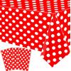 TJYJOY 4 pezzi tovaglia monouso punto ondulato pois bianchi su sfondo rosso tovaglia rettangolare impermeabile festa punto ondulato tovaglia per bambini picnic ragazze compleanno decorazioni 130 x 220 cm