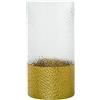 DRW Vaso da tavolo in vetro trasparente e oro 15x15x30 cm