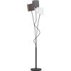 Eglo Lampada da terra Maronda, lampada a stelo a tre punti luce, lampada da terra in acciaio e tessuto, nero, antracite, bianco, marrone, attacco E14, incl interruttore a pedale
