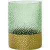 DRW Vaso da tavolo in vetro verde e oro 15x15x20 cm