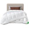 VOUNOT® Piumone Letto Singolo 4 Stagioni 135x200 cm, Piumino Caldo Invernale 500 GSM, Trapunta Abbottonata Estiva 200 g/m² e Autunnale 300 g/m², 100% Microfibra, Bianco