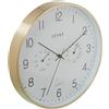 DRW Orologio da parete in alluminio con termometro e igometro con cornice dorata 30x4x30 cm