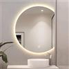 HZSCL Specchio Da Bagno Semicircolare, Specchio Da Parete A LED Con 3 Luci Colorate, Specchio Di Vanità Antiappannamento, 50cm/60cm/70cm/80cm/90cm/100cm, HD/Prova Di Esplosione, 3 Modi Di Appendere ( Color