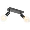 Qazqa facil - Faretto da soffitto/parete Moderno - 2 luce - L 35 cm - Nero - Moderno - Soggiorno I Camera da letto I Sala da Pranzo I Cucina
