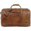 SID & VAIN borsa viaggio tracolla vera pelle CHAD grande XL I duffle bag weekend uomo I borsone bagaglio a mano sportivo marrone-chiaro-vintage fatto a mano
