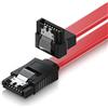 deleyCON 30cm Cavo SATA III (S‑ATA 3) - Cavo Dati/Connessione per HDD e SSD con Clip Metallica - Velocità 6 Gbit/s - 1 Connettore Dritto 1 Connettore a 90° L‑Type - Rosso
