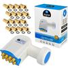 HB-DIGITAL Octo LNB LNC 8 Ricevitore diretto Full HD TV 3D + contatti dorati + protezione dalle intemperie (estensibile), set con 8 connettori F