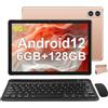 SEBBE WOZIFAN Tablet 10 pollici Android Tablet PC 6GB RAM + 128GB ROM + TF 512GB Octa-Core 2.0 GHz, 8000mAh Batterie | 1280 * 800 Pixel | 5MP+13MP | 5G WiFi | Bluetooth5.0, Tablet con tastiera e mouse Oro